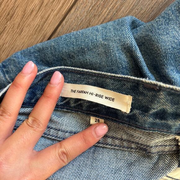 Denim forum Farrah Hi-rise Wide size 28 jeans medium blue Aritzia - Picture 6 of 7